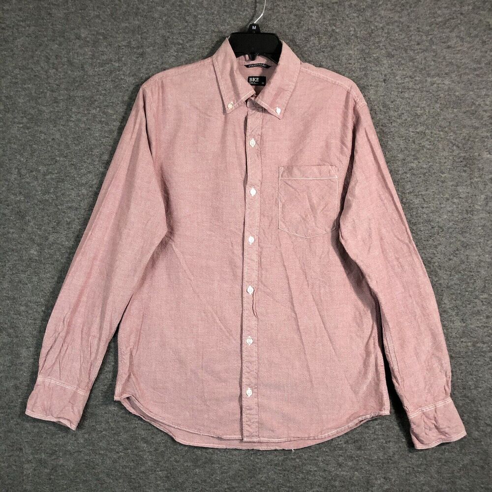 BKE Shirt Mens M Pink Chambray Athletic Fit Western Rodeo Button Up Casual L/SLV